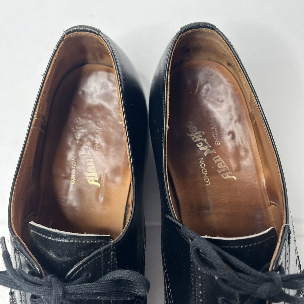 Alan Mcafee Black Leather Oxfords Wingtip Dress Shoes Mens Size UK 9.5E US 10.5E - Picture 4 of 15